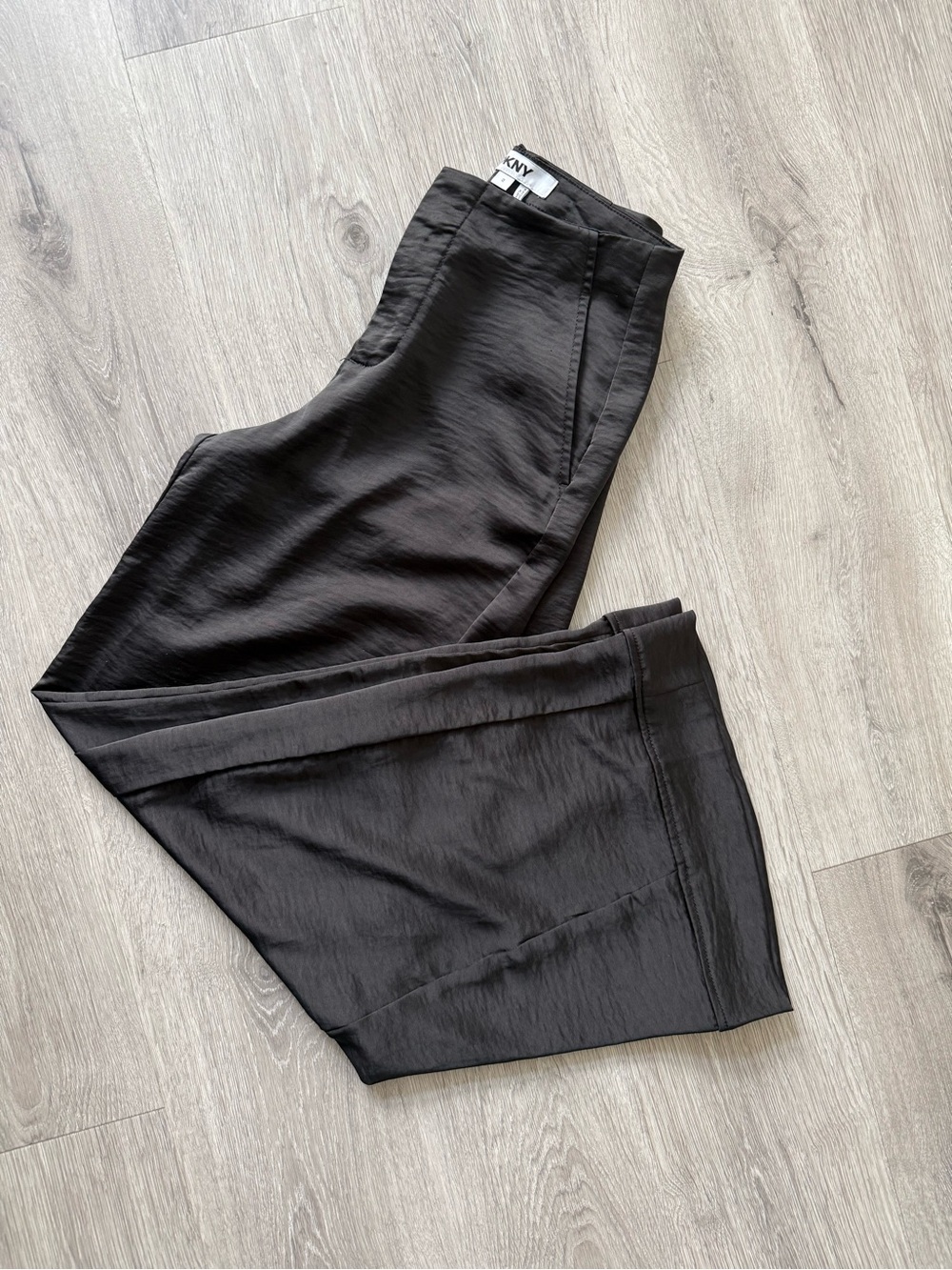DKNY Satin-Look Wide-Leg Pants in Black